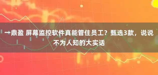 一鼎盈 屏幕监控软件真能管住员工？甄选3款，说说不为人知的大实话
